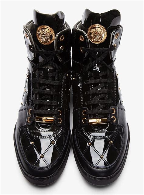 women's patent black and gold versace sneakers|Women's Versace Designer Sneakers .